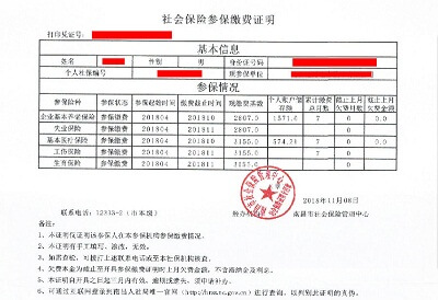 社會保險(xiǎn)參保繳費(fèi)證明