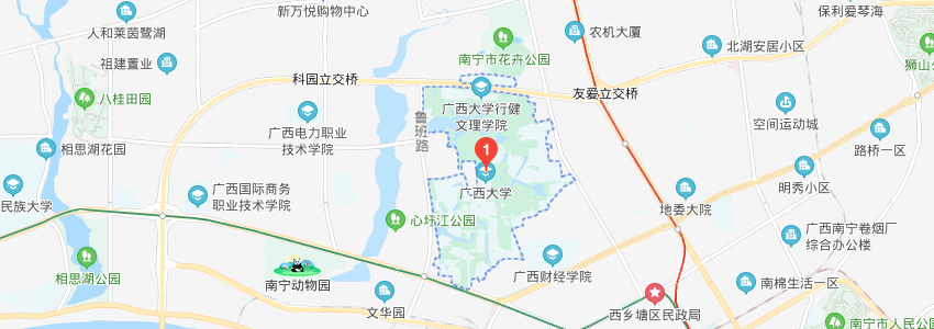 廣西大學(xué)學(xué)校地圖