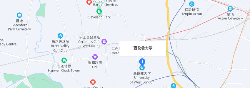 英國(guó)西倫敦大學(xué)學(xué)校地圖